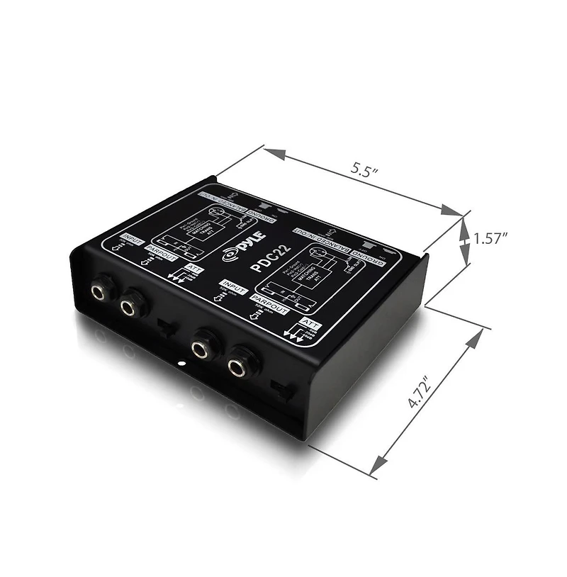 Pyle Premium Dual Direct Injection Audio Box with 1/4" Instrument to Balanced & Unbalanced Xlr