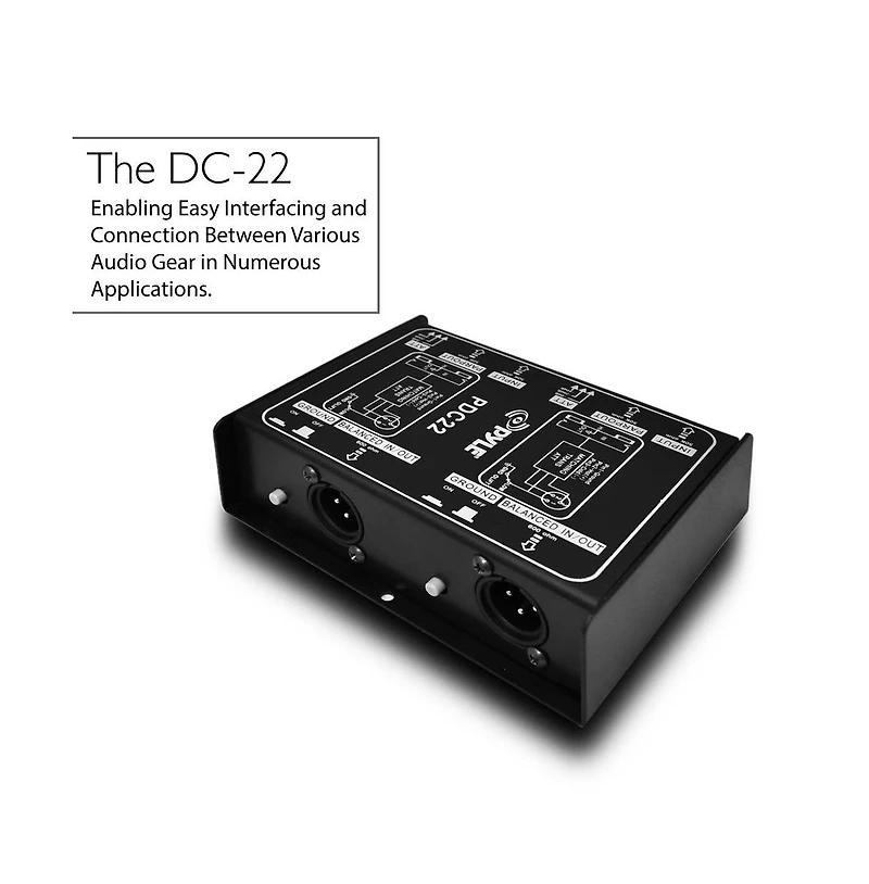 Pyle Premium Dual Direct Injection Audio Box with 1/4" Instrument to Balanced & Unbalanced Xlr