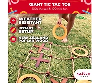 Swooc Games - Giant Wooden Tic Tac Toe Game (All Weather) | 3ft x 3ft | Big Wood X & O Pieces with Rope Game Board | Tic Tac Toe Board