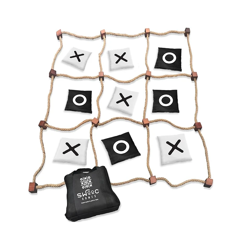 Giant Tic Tac Toe Bean Bag Toss Game | 3ft x 3ft | Instant Setup | Tic Tac Toe Outdoor Game with Rope Game Board