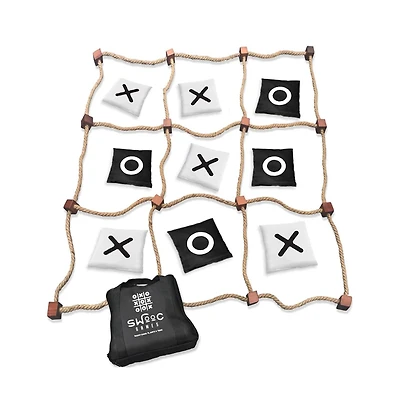 Swooc - Giant Tic Tac Toe Bean Bag Toss Game | 3ft x 3ft | Instant Setup | Tic Tac Toe Outdoor Game with Rope Game Board