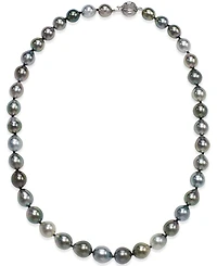 Tahitian Multicolor Pearl (8-10mm) Strand Necklace in 14k White Gold
