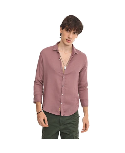 Campus Sutra Men's Nude Pink Woven-Textured Shirt