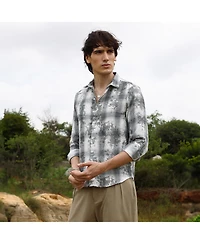 Men's Moon Grey Splash Check Shirt