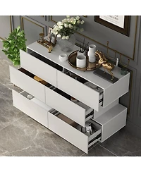 Homsee High Gloss White Wood 6-Drawer Chest of Drawers