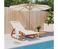vidaXL Rocking Chair White Textilene and Solid Wood Poplar