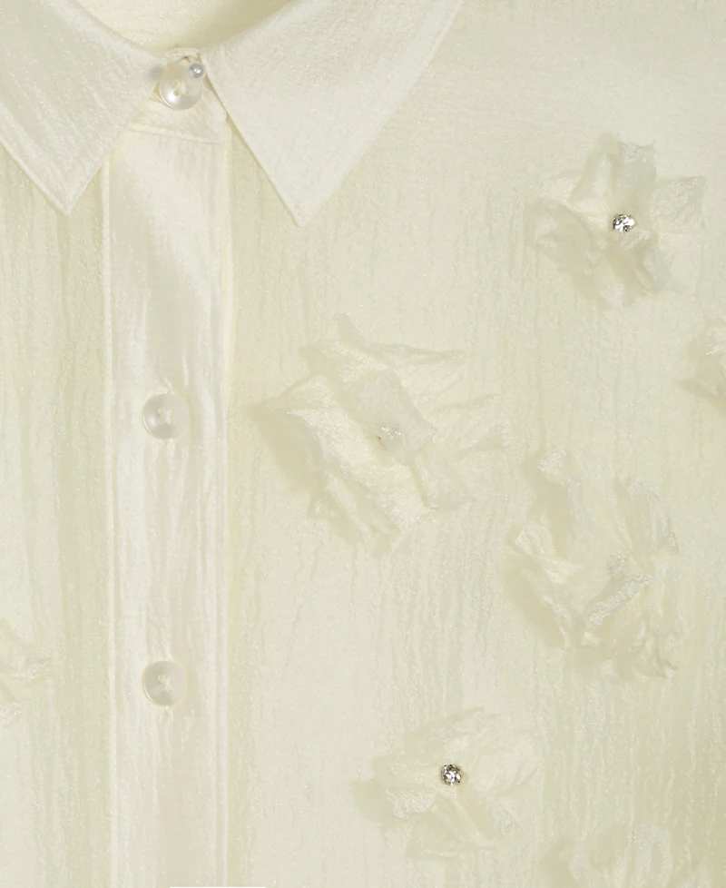 On 34th Women's 3D Floral Relaxed Organza Shirt, Created for Macy's