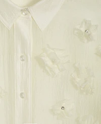 On 34th Women's 3D Floral Relaxed Organza Shirt, Created for Macy's