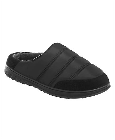 Weatherproof Men's Nylon Puffer Clog with Microplush Lining Indoor-Outdoor Sole Slipper