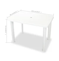 vidaXL Patio Table White 39.8"x26.8"x28.3" Plastic