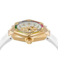 Philipp Plein Women's Skull Spikes White Silicone Strap Watch 40mm