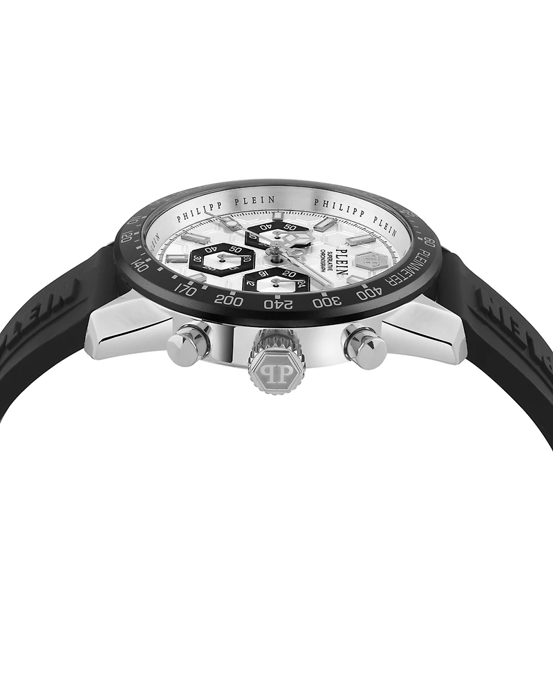 Philipp Plein Men's Chronograph Pleinmeter Black Silicone Strap Watch 44mm