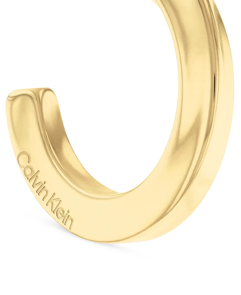 Calvin Klein Gold-Tone Stainless Steel Small Twist C-Hoop Earrings, 0.86"