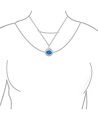 Bling Jewelry Turkish Spiritual Protection Amulet Charm Round Circle Moving Floating Evil Eye Pendant Necklace Rose Gold Plated .925 Sterling Silver