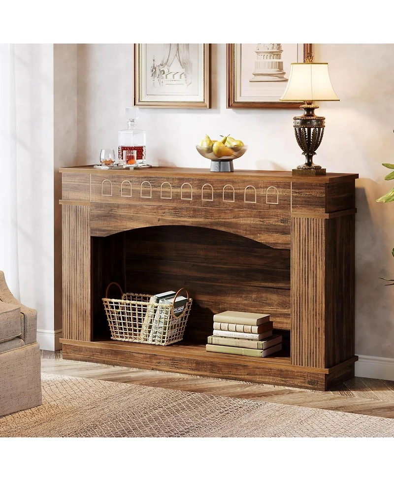 Tribesigns 47.24-Inch Console Table, 2-Tier Entryway Table with Elegant Pattern, Farmhouse Behind Couch Table Sofa Table, Hallway Table Foyer Table