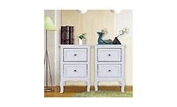 Slickblue 2pcs Country Style Two-Tier Night Tables Large Size