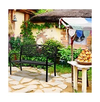 Slickblue 50'' Iron & Pvc Outdoor Bench – Durable Courtyard Park Seating for Leisure and Relaxation