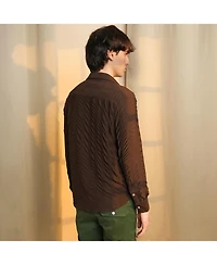 Men's Chocolate Brown Chunky-Seersucker Shirt