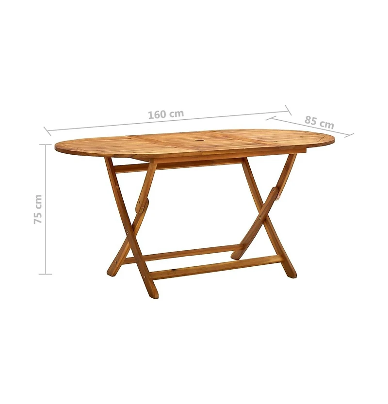 vidaXL Folding Patio Table 63"x33.5"x29.5" Solid Wood Acacia