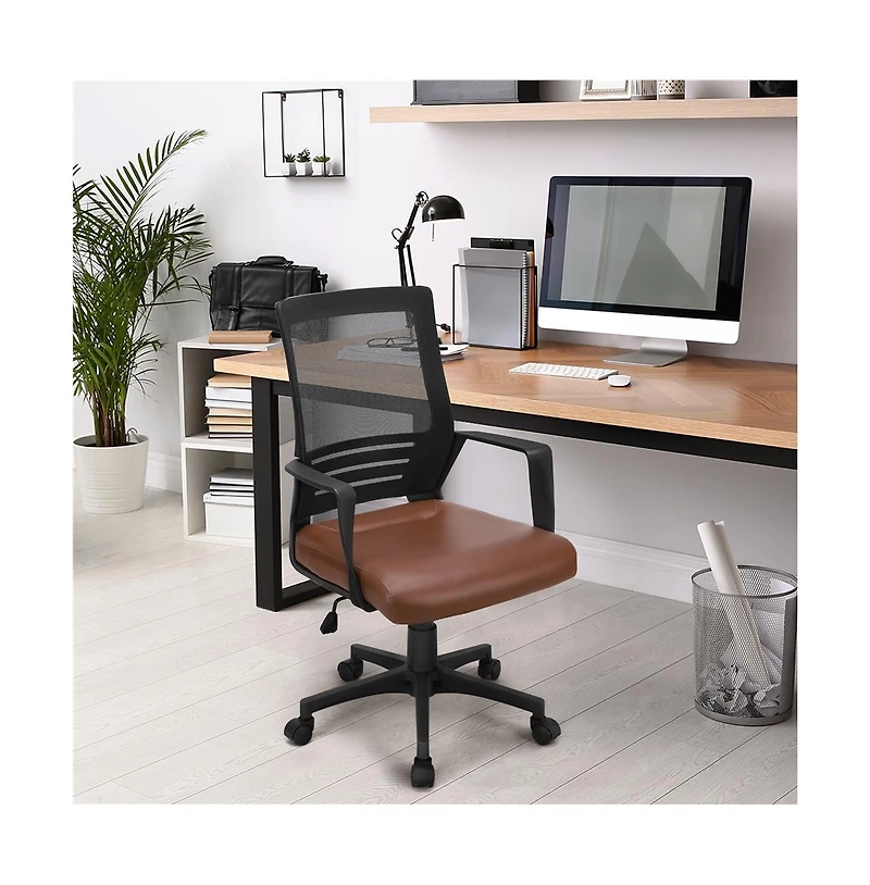 Yaheetech Home Office Desk Chair Mid Back Computer Chair