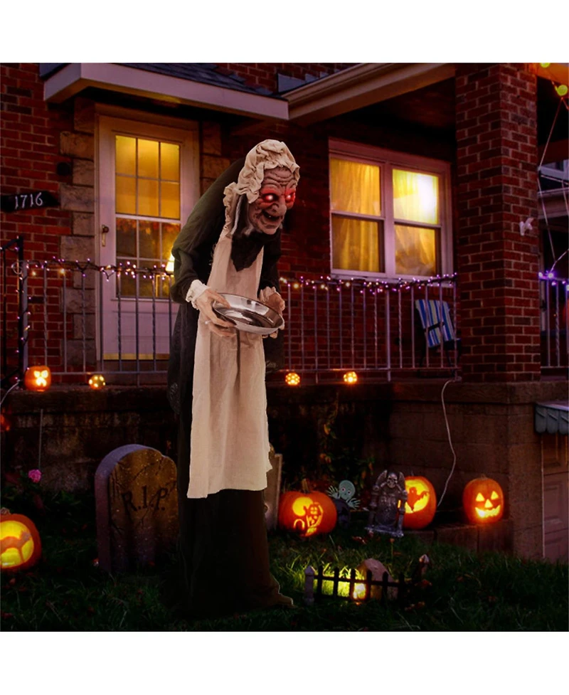 Yescom Animated Halloween Scary Witch 5.2FT Stand Maid,Led Eyes Creepy Sound,Outdoor Decorations 2024