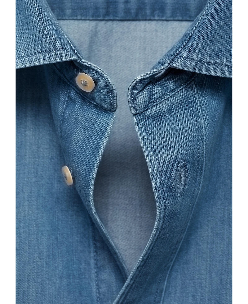 Mango Men's Chest Pocket Denim Shirt