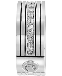 Effy Men's Zircon Multirow Etched Band (1-1/5 ct. t.w.) in Sterling Silver