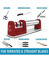 Premium Quality Knife Sharpener for Straight and Serrated Knives Stainless Steel Ceramic and Tungsten