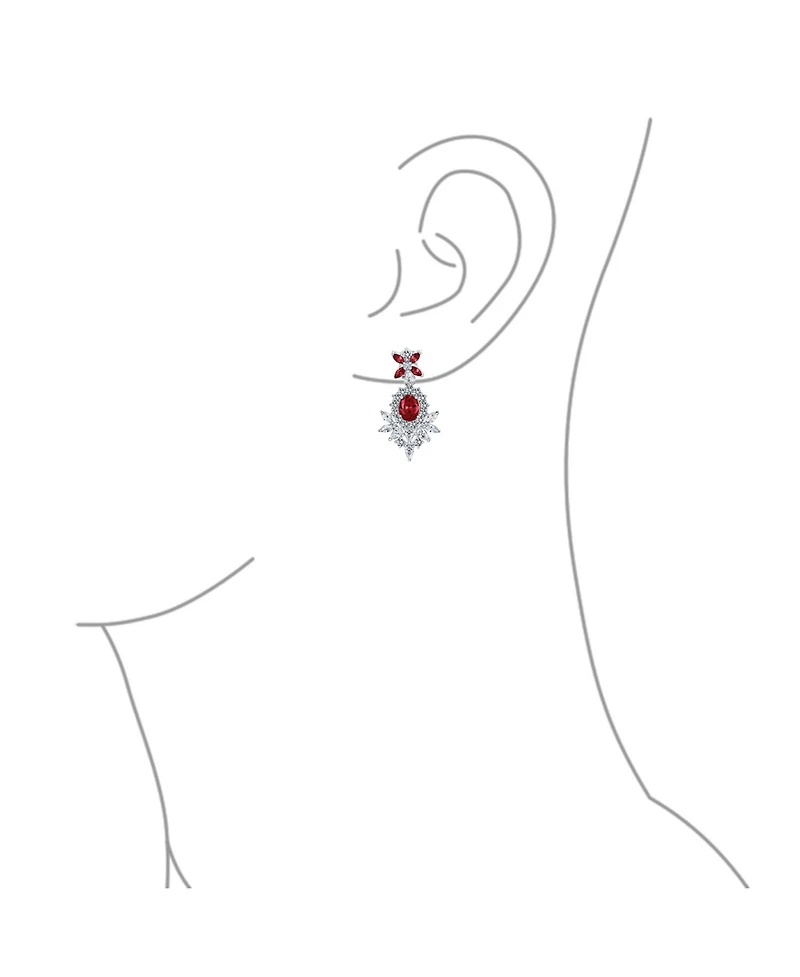 Bling Jewelry Black Cubic Zirconia Statement Dangle Formal Art Deco Style Chandelier Clip On Earrings Prom Silver Plated