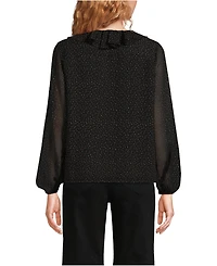 Lands' End Women's Chiffon Ruffle Front Pleated Blouse