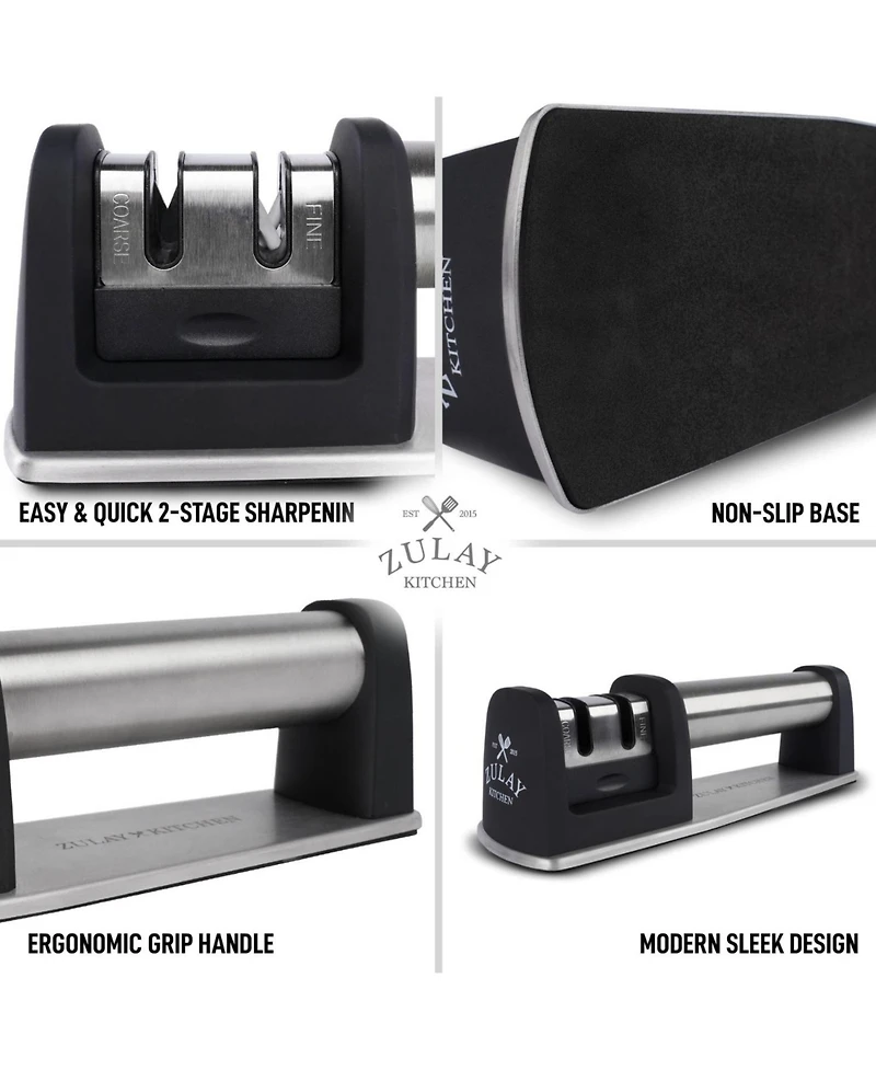 Premium Quality Knife Sharpener for Straight and Serrated Knives Stainless Steel Ceramic Tungsten