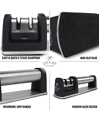 Premium Quality Knife Sharpener for Straight and Serrated Knives Stainless Steel Ceramic Tungsten