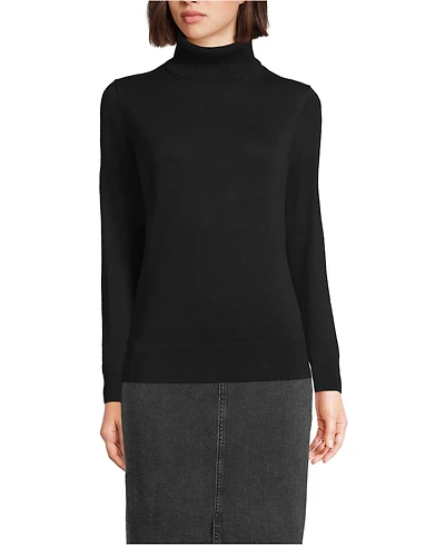 Lands' End Women's Fine Gauge Cotton Turtleneck Sweater