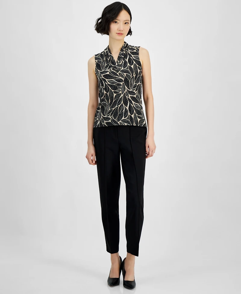Anne Klein Petite Printed V-Neck Top