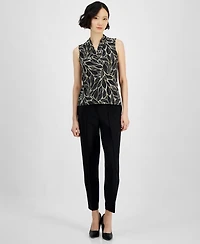 Anne Klein Petite Printed V-Neck Top