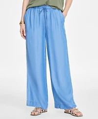 On 34th Women's Chambray Drawstring Wide-Leg Pants, Created for Macy's