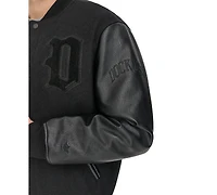 Dockers Men's Mixed-Media Varsity D Bomber Jacket