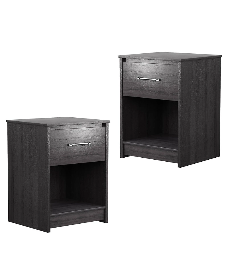 Gymax 2PCS Nightstand with Drawer Storage Shelf Wooden End Side Table Bedroom Brown