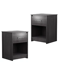 Gymax 2PCS Nightstand with Drawer Storage Shelf Wooden End Side Table Bedroom Brown