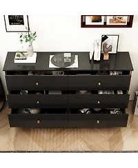 Homsee White Wooden Storage Cabinet Bedside Chest with 6-Drawer