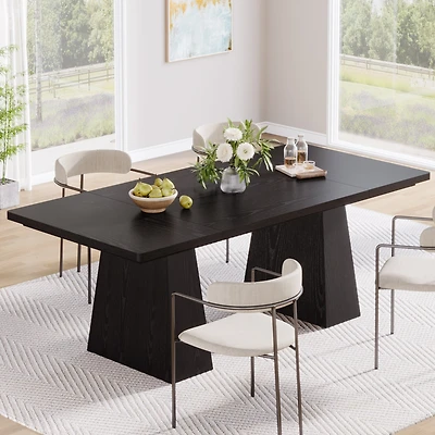 Tribesigns 63-Inch Farmhouse Dining Table, Table for 6 People, Wood Rustic Dinner Rectangular Kitchen Room, Kitchen, an