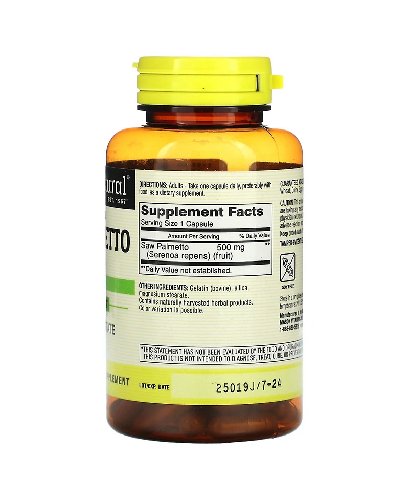 Mason Natural Whole Herb Saw Palmetto 500 mg