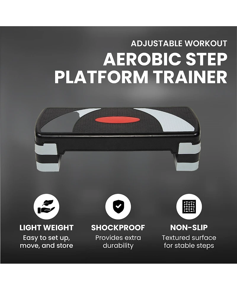 BalanceFrom Fitness Adjustable Workout Aerobic Step Platform Trainer, Gray/Black