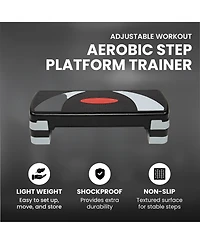 BalanceFrom Fitness Adjustable Workout Aerobic Step Platform Trainer, Gray/Black