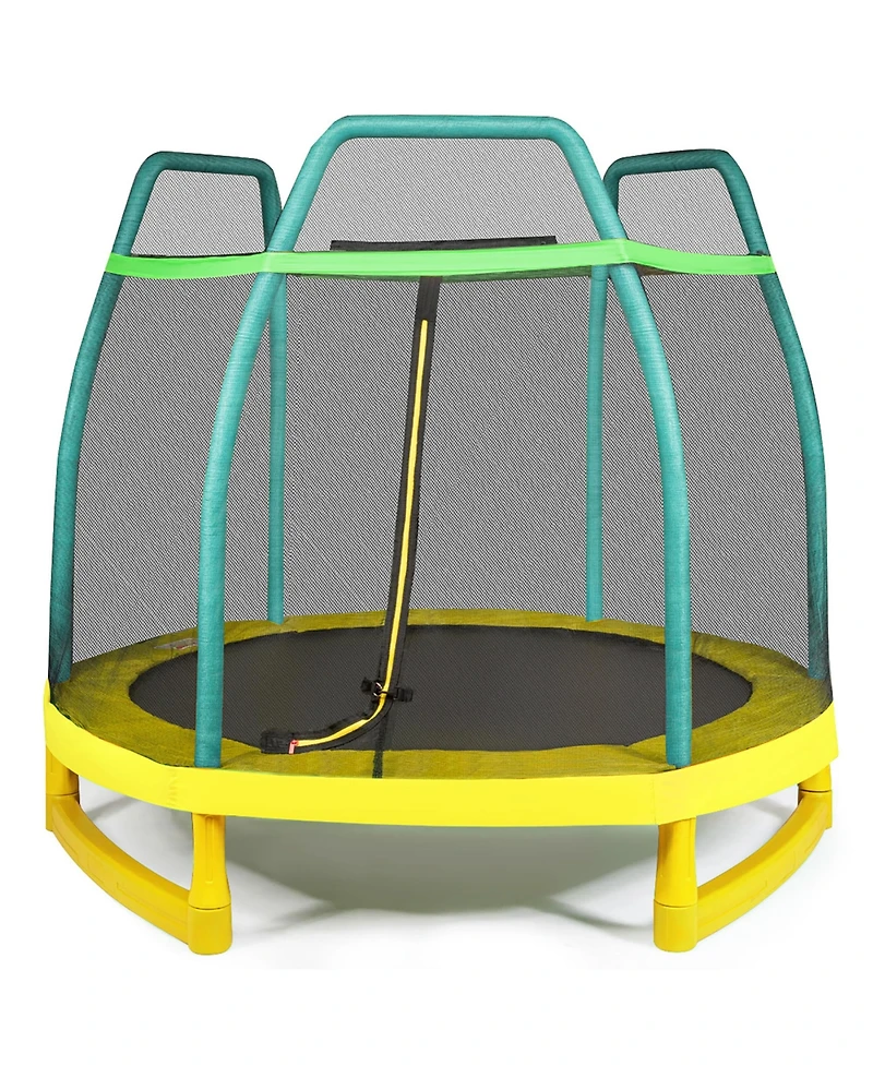 Costway 7FT Kids Trampoline W/Safety Enclosure Net Spring Pad