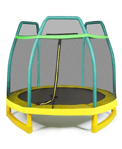 Costway 7FT Kids Trampoline W/Safety Enclosure Net Spring Pad