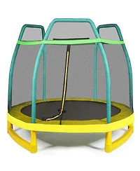 Costway 7FT Kids Trampoline W/Safety Enclosure Net Spring Pad