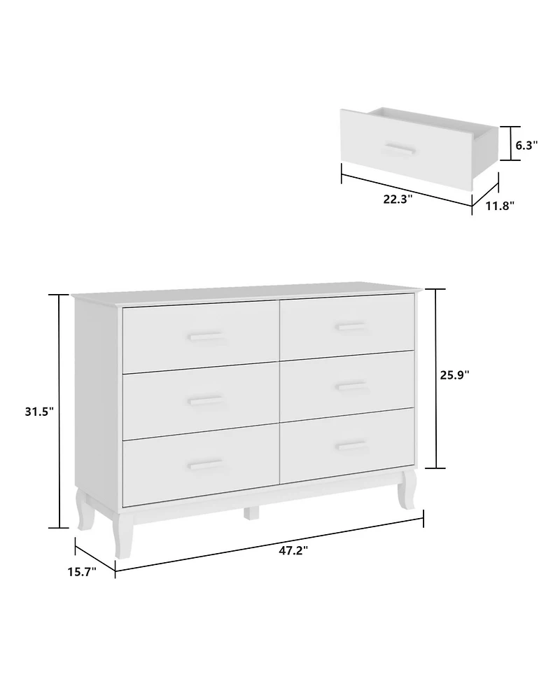 Homsee Wooden Accent Storage Cabinet with 6 Large Drawers