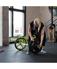 Axle Lightweight Olympic Barbell with Weighted Plates, (Straps Not Included)