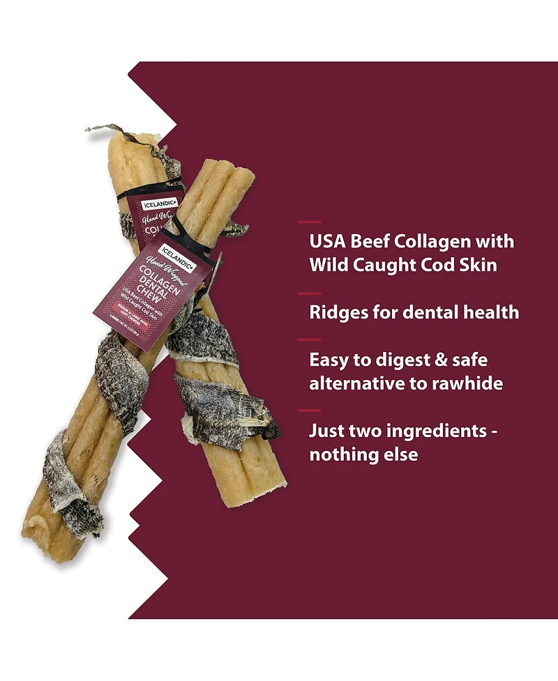 Dental Chew Stick: Beef Collagen Wrapped w/ Fish - 8"